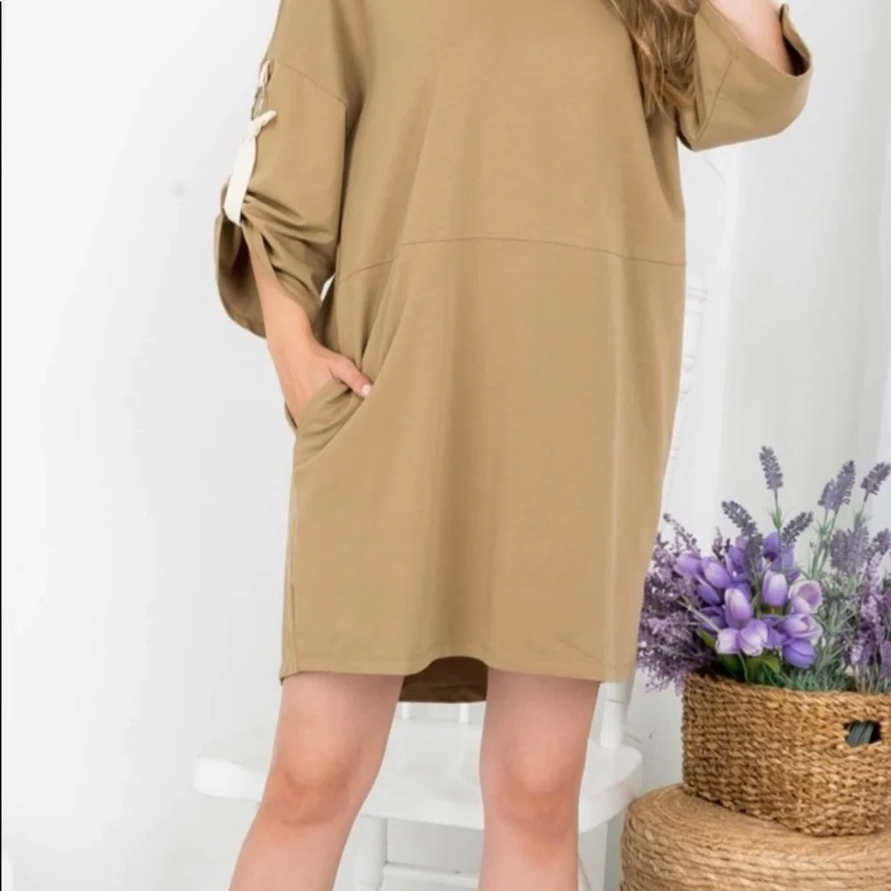 Free item with bundle Adorable oversized cotton jersey tie up sleeve dress - Picture 4 of 7